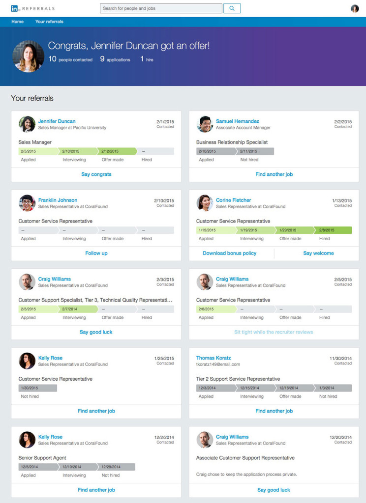 LinkedIn Referrals Employee Updates