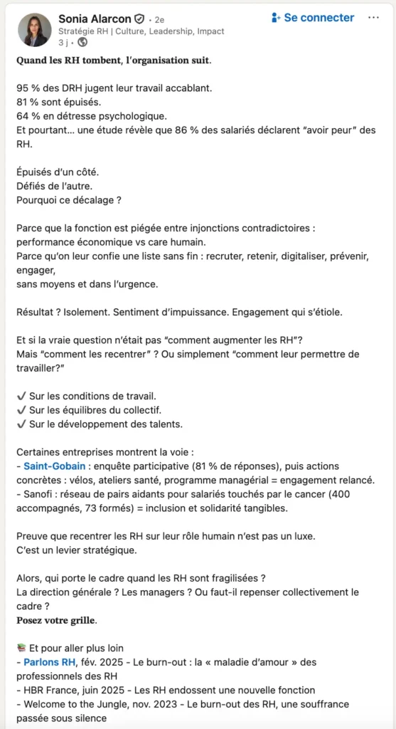 Post LinkedIn de Sonia Alarcon