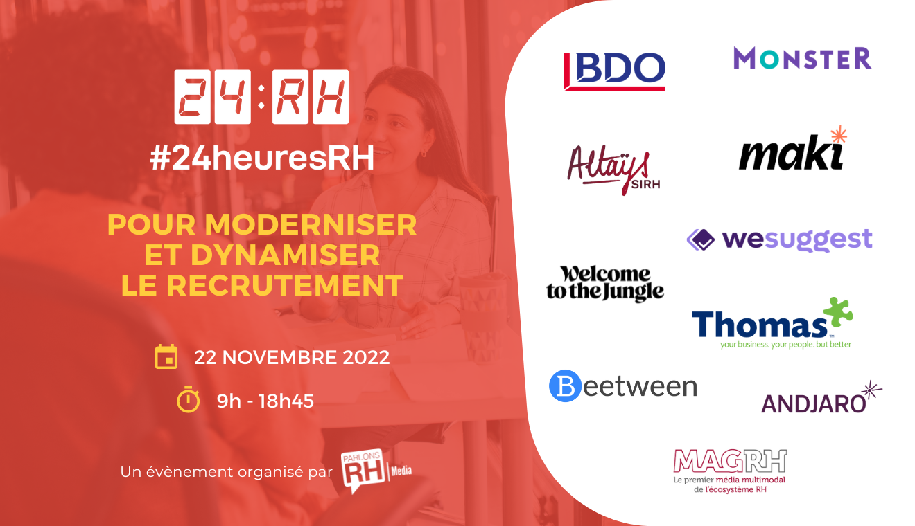 Visuel des #24heuresRH : une journée de conférences en ligne dédiée au recrutement