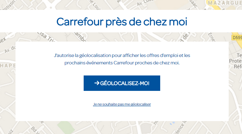 Carrefour site de recrutement - géolocalisation